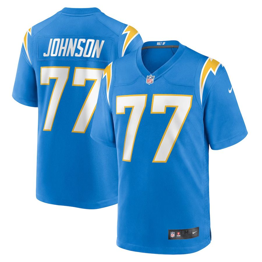 Men Los Angeles Chargers #77 Zion Johnson Nike Powder Blue Player Game NFL Jersey